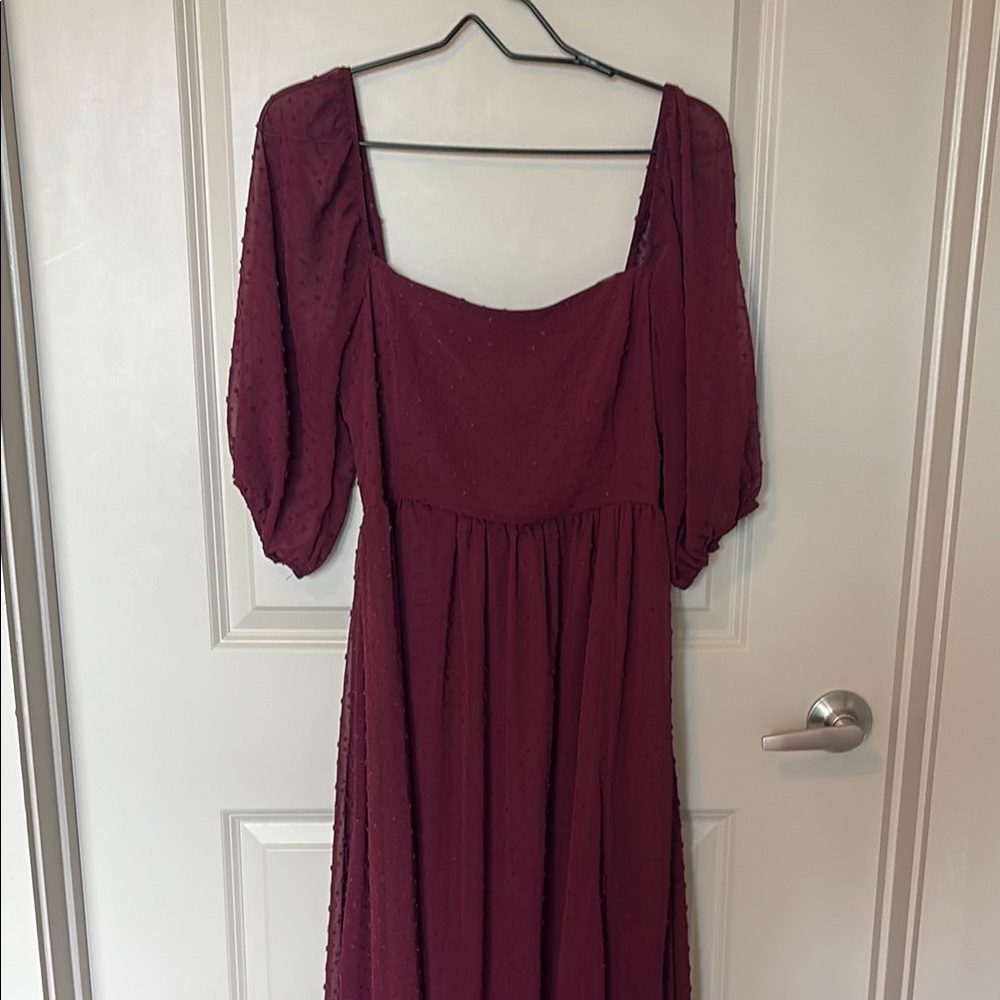 Altar'd State Red Smocked Sundress with Bishop Sleeves